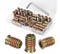 BOUMVID Insert Fileté Bois M8 x 15mm, 40 Pièces Douille Filetée Visser Inserts Écrous à Zinc, Insert D'écrou Borgne Metal Ecrou Hexagonal, Intérieur Manchons a Visse Vis Tête, pour Meubles en Bois