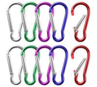 BOUMVID Mousqueton, 10 Pièces Petit Mousquetons Mini Mousqueton Aluminium Petit Mousqueton Porte Clé Léger Et Résistant Porte Clef pour Randonnées Camping Pêche Voyages (47 x 22 mm, 5 Couleurs)
