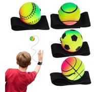 Bounce Back Ball | Lot de 4 balles en caoutchouc - Appareil de musculation pour l'intérieur et l'extérieur pour et adultes - Entraînement de gym