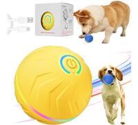 Bounce Ball,Interactive Vibrating Dog Balls,Automatic Rolling Smart Jumping Dogs Toy,4-Hour Playtime,USB Rechargeable,Durable & Safe Material,Relieves Boredom & Anxiety (Yellow)