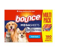 Bounce Bounce Lot de 180 feuilles d'adoucissant pour poils d'animaux et anti-peluches avec 3 combattants pour poils d'animaux, parfum frais, feuilles de séchage, feuilles de linge, grande feuille