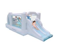 Bounceland Bouncer Combo Toboggans gonflables, 5,6 x 2,6 x 1,8 m de haut, souffleur d'air inclus avec GFCI, double toboggans, parcours d'obstacles, couleur neutre tendance, jeu intérieur et extérieur