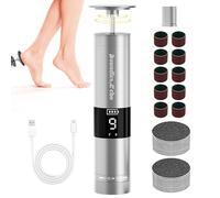 BoundlesEcho Éliminateur électrique de callosités et lime à ongles - Ensemble de pédicure rechargeable 2 en 1 avec 9 vitesses, affichage, 30 tampons abrasifs pour peau morte dure/callosités/talons