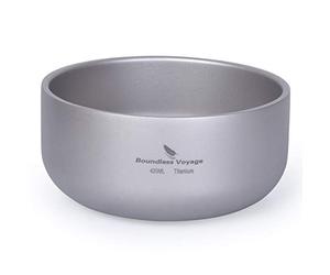 Boundless Voyage Bol à double paroi en titane 420 ml, style moderne, rond, léger, anti-brûlure, convient pour adultes et enfants, extérieur et usage quotidien