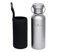 Boundless Voyage Bouteille d'eau en titane avec anneau de suspension, récipient d'hydratation avec manchon de gobelet, peut être chauffée sur une flamme nue (M-600 ml, gris)