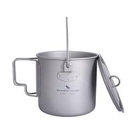 Boundless Voyage Outdoo Pot de Camping 750ml 800ml 1100ml 1300ml Titane avec Couvercle Pliant Bail Poignée Camping Randonnée Pique Nique Ultra Léger Portable Bouteille d'eau Tasse Spork Ensemble