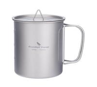 Boundless Voyage Tasse en titane - Tasse à café et thé avec couvercle et poignée pliable - Batterie de cuisine légère - Pour l'extérieur, l'intérieur, le pique-nique, le bureau - Tasse quotidienne