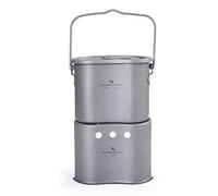 Boundless Voyage Ti1513B Poêle à bois en titane avec pot de camping 2 en 1 ultra léger avec sac en maille