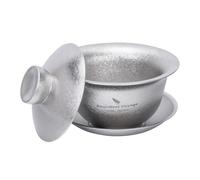 Boundless Voyage Titanium Tasse à thé à double paroi 4,4 oz / 130 ml Bol à thé chinois Gaiwan avec couvercle et assiette Set Ti3144-D
