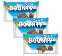 BOUNTY - Barres chocolat et noix de coco - 5 sachets de 2 barres - 5 x 57g - 285g (Lot de 3)