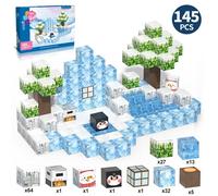 Bounty© Blocs Magnétiques 145 pcs -Jeu de construction Style Minecraft, Jeu Créatif et Éducatif Neige & Glace