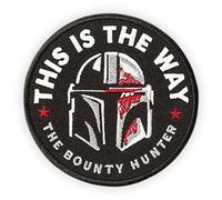 Bounty Hunter Patch rond - This is The Way Mandalorian - Star TV Series - Emblème Morale - Écusson brodé thermocollant - Taille : 8,9 x 8,9 cm