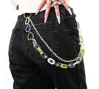 Bounzhi Porte-clés en jean mignon avec pendentifs colorés en forme de cœur pour homme et femme (vert 2)