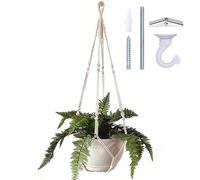 Bouqlife Grand Cintre en macramé de 109 cm pour Pot de 30,5 cm, Extra Long, sans Pompon, Corde en Coton à Suspendre avec Crochet de Plafond, décoration d'intérieur bohème