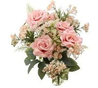 bouquet 9 roses artificielles 40.5cm vieux rose - chaks 11569-03 Rose G