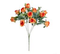 Bouquet artificiel avec roses et eucalyptus pour mariage avec bougeoirs, tapis d'entrée et crochet mural (orange)