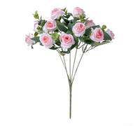 Bouquet artificiel compact avec roses et eucalyptus pour alliances de mariage, oreiller, table d'appoint et table de chevet (rose clair)