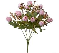 Bouquet artificiel de 35 cm avec ananas et détails floraux en tissu pour décoration de mariage et de maison (rose)