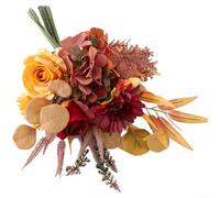 Bouquet artificiel de roses et d'hortensias d'automne avec feuillage complémentaire pour décoration de mariage et de maison en tissu