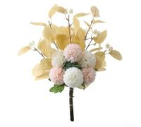 Bouquet artificiel d'hortensia blanc de 47 cm avec feuillage d'eucalyptus pour bureau, coiffeuse, table et décoration de chambre (blanc)