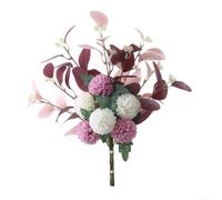 Bouquet artificiel d'hortensia blanc de 47 cm avec feuillage d'eucalyptus pour bureau, coiffeuse, table et décoration de chambre (blanc violet)