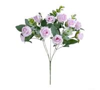 Bouquet Artificiel Roses Eucalyptus Réaliste 30cm pour déco Bouquet(Light Purple)