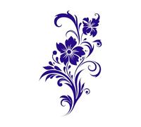 bouquet artisanal, croquis floral emblématique, icône dessinée à la main Stickers gravés 57.6x97.1cm Multicolore Bleu foncé