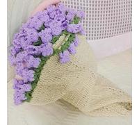 Bouquet Blanket Crochet, Soft Lightweight Crocheted Flower Bouquet Blanket, Foldable to Become A Bouquet, Pastel Tones for Mother's Day Birthday Home Decor (Material Pack-Purple)