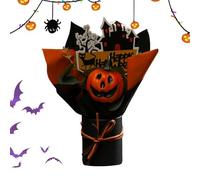 Bouquet-Breepy Halloween avec fleurs sombres, cœur élégant pour fêtes, cadeau festif pour bonbons ou acides, décoration de la maison et ambiance d'automne accueillante