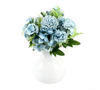Bouquet d'accessoires de mariage composé de roses en maille de soie hortensias et de chrysanthèmes en boule pour raconter des histoires visuelles (bleu)