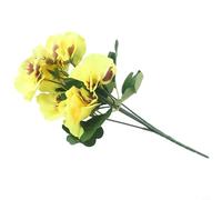 Bouquet de 10 pensées artificielles - 26 cm de hauteur - Fleurs artificielles décoratives avec 7 cm de diamètre - Pour fête de mariage, maison, bouquet de petites fleurs artificielles (jaune)