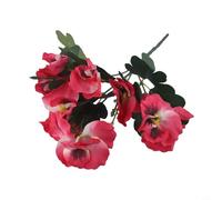 Bouquet de 10 pensées artificielles - 26 cm de hauteur - Fleurs artificielles décoratives avec 7 cm de diamètre - Pour fête de mariage, maison, bouquet de petites fleurs artificielles (rose rouge)