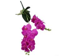 Bouquet de 12 fleurs d'orchidée papillon artificielles avec tiges de 50 cm pour décoration de mariage et utilisation florale d'intérieur (violet)