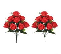 Bouquet de 12 roses artificielles en soie pour mariage, centre de table, maison, salon, bricolage, arrangement de mariage, rouge, blanc, violet, 42 cm (rouge)
