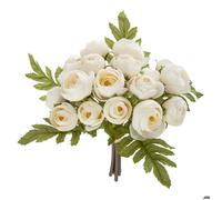 Bouquet de 18 mini camélias artificiels blanc H30cm - Atmosphera createur d'interieur
