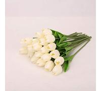 Bouquet de 20 tulipes artificielles au toucher réaliste en polyuréthane pour bouquet de mariage, maison, bureau, etc.
