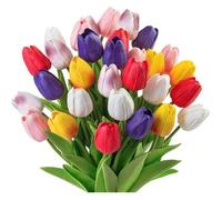 Bouquet de 20 tulipes artificielles, multi-couleur，Couleur aléatoire