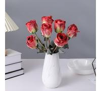 Bouquet de 7 Roses artificielles Vintage et romantiques rétro en Soie à Longues tiges. Idéal pour Les Mariages, Les fêtes, Les Bouquets de mariée, la