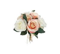Atmosphera - Bouquet de 7 Roses vieillies - H. 30 cm - Blanc et rose Blanc G