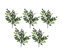 Bouquet de branches d'olivier artificielles - Tiges décoratives réalistes - Design flexible et réglable - Faible entretien - Parfait pour la maison, le vase, le jardin, les vacances - 5 pièces de