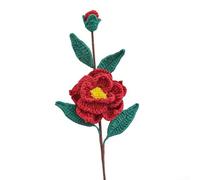 Bouquet de camélia tissé à la main conçu avec du fil de coton pour un style intérieur à travers les saisons, pas de décoloration ou de flétrissement au fil du temps (rouge)