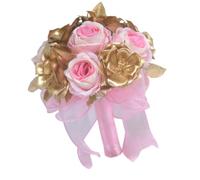 Bouquet de cérémonie de mariée Bouquet de fleurs artificielles à la main pour photos de mariage chinois et vêtements de portrait, 23 x 18 cm Portrait de mariée Xiuhe Poignée en ruban Accent de fleur