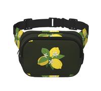 Bouquet de Citrons avec Branches et lys Noirs,Sac Banane carré Double Couche, Sac de Poitrine
