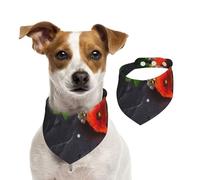 Bouquet de Coquelicots Rouges,Bandanas pour Chien, écharpe en Coton, Bavoirs réglables pour Animaux de Compagnie,M