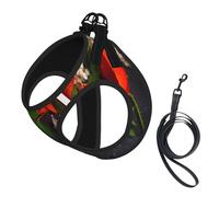 Bouquet de Coquelicots Rouges,Harnais pour Animaux de Compagnie, Harnais réfléchissant réglable pour Chien,M