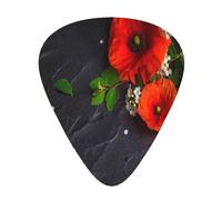 Bouquet de coquelicots rouges,Lot de 12 médiators de guitare, 3 épaisseurs différentes pour guitare acoustique, basse, ukulélé