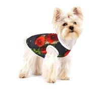 Bouquet de Coquelicots Rouges,T-Shirt sans Manches en Coton pour Animaux de Compagnie, Gilet Respirant, Extensible et Doux,M