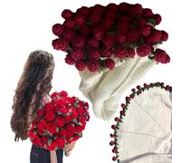 Bouquet De Couverture De Fleurs De Roses Au Crochet, Bouquets De Roses Mignons, Couvertures Rondes Au Crochet Faites À La Main À La Décoration De La Literie De La Maison(Finished-Colorful 110cm)