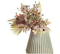 Bouquet de feuilles de bananier artificielles et d'herbe de Milan avec tiges en plastique texturé pour chambre à coucher, table de chevet et commode (rose)