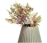 Bouquet de feuilles de bananier artificielles et d'herbe de Milan avec tiges en plastique texturé pour chambre à coucher, table de chevet et décoration de commode (blanc laiteux)